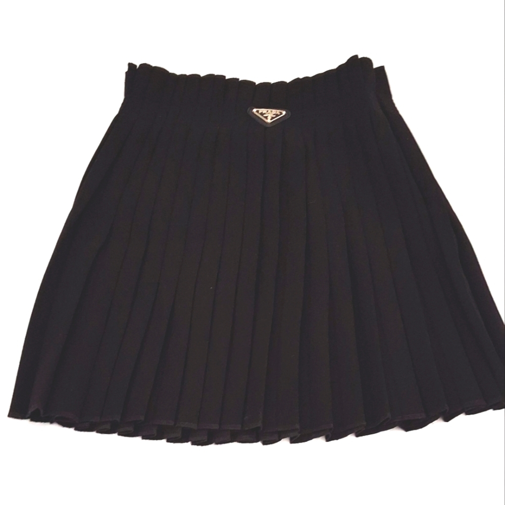 PRADA BLACK A-LINE PLEATED SKIRT